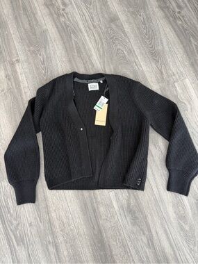 Scotch and Soda Black Ribbed Knit Cardigan Sweater NWT
